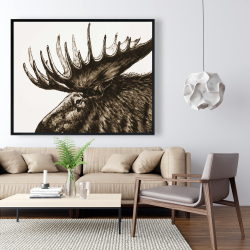 Framed 48 x 60 - Moose plume sepia