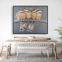 Framed 48 x 60 - Four birds on a branch