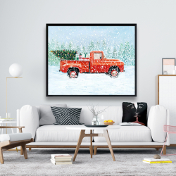 Framed 48 x 60 - Christmas tree truck