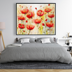 Encadré 48 x 60 - Jardin de fleurs rouge