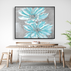Framed 48 x 60 - Two little abstract blue flowers