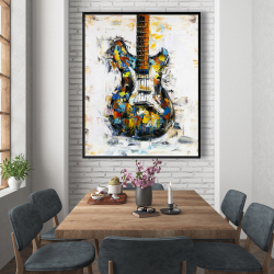 Framed 48 x 60 - Abstract colorful guitar