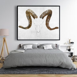 Framed 48 x 60 - Aeries skull with brown horns