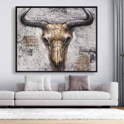 Framed 48 x 60 - Bull skull with typography