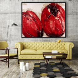 Framed 48 x 60 - Two red tulips