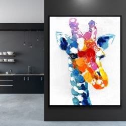 Framed 48 x 60 - Color spotted abstract giraffe