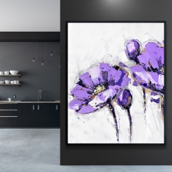 Encadré 48 x 60 - Fleurs mauves abstraites