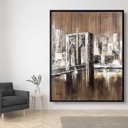 Framed 48 x 60 - Aged finish brooklyn bridge