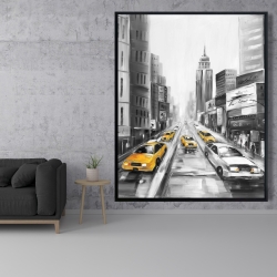 Framed 48 x 60 - Yellow taxis in new york