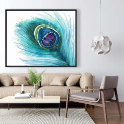 Framed 48 x 60 - Peacock feather closeup