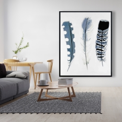 Framed 48 x 60 - Delicate blue feathers