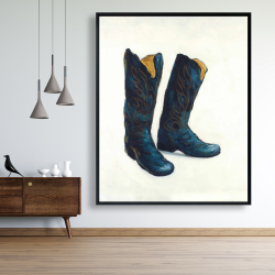 Framed 48 x 60 - Leather cowboy boots