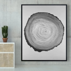 Framed 48 x 60 - Grayscale round wood log