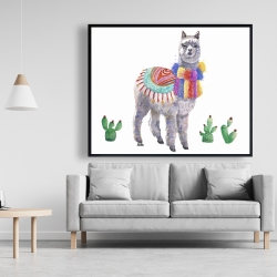 Framed 48 x 60 - Traditional peruvian lama