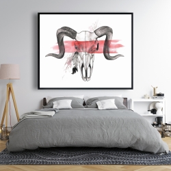 Framed 48 x 60 - Aries skull with feather