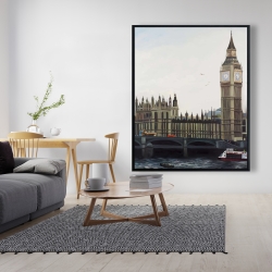 Framed 48 x 60 - Big ben clock elizabeth tower in london