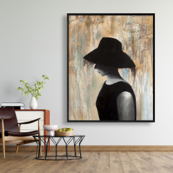 Framed 48 x 60 - Audrey hepburn with a big hat