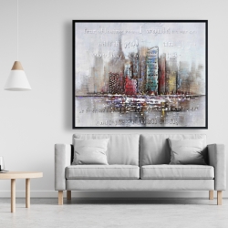 Framed 48 x 60 - Cityscape with typography in relief
