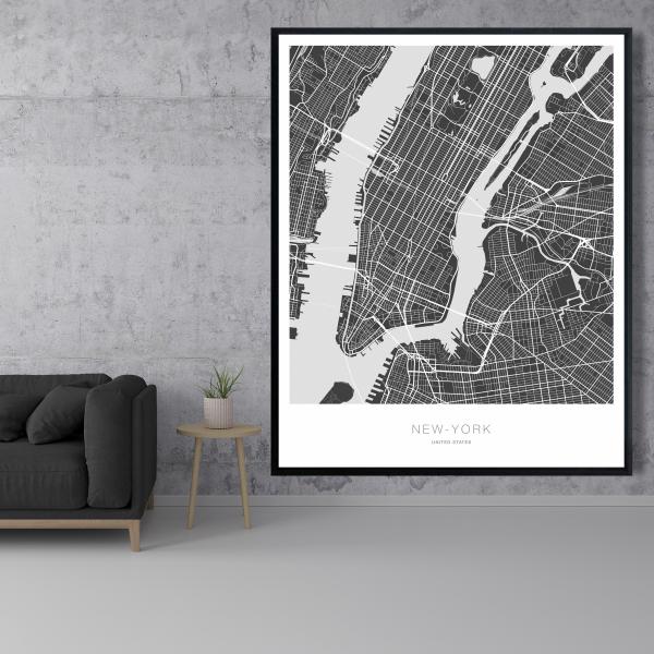 Encadré 48 x 60 - Plan graphique de new-york