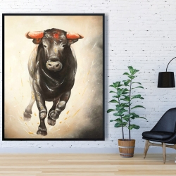 Framed 48 x 60 - Bull running
