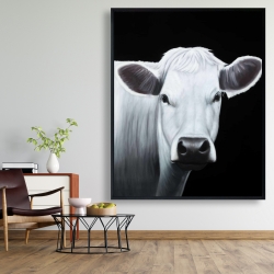 Framed 48 x 60 - White cow