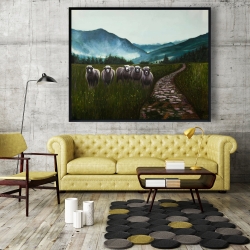 Encadré 48 x 60 - Moutons à la campagne