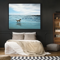 Encadré 48 x 60 - Chien à la plage