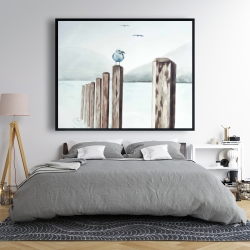 Encadré 48 x 60 - Mouette à la marina