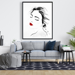Encadré 48 x 60 - Portrait de dame sereine en noir