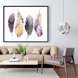 Encadré 48 x 60 - Ensemble de plumes bohème