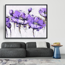 Framed 48 x 60 - Abstract purple flowers