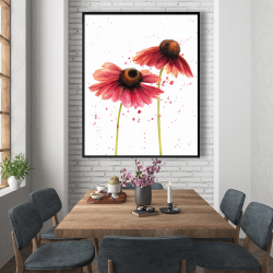 Framed 48 x 60 - Two pink daisies