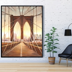 Framed 48 x 60 - Sunset on the brooklyn bridge