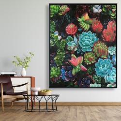 Framed 48 x 60 - Set of colorful succulents