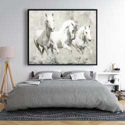 Framed 48 x 60 - Three white horses running