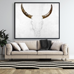 Framed 48 x 60 - Bull skull with brown horns