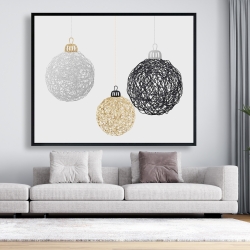 Framed 48 x 60 - Three christmas balls
