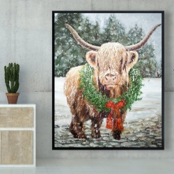 Framed 48 x 60 - Highland christmas cow