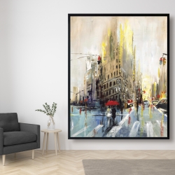 Framed 48 x 60 - Abstract rainy street