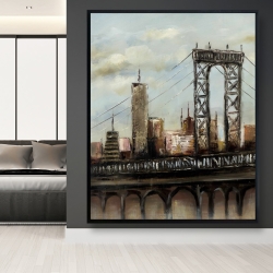 Encadré 48 x 60 - Pont de ville par un jour gris
