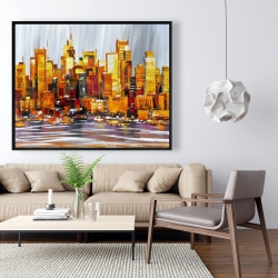 Framed 48 x 60 - Orange buildings