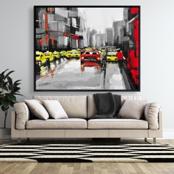 Framed 48 x 60 - Abstract traffic by a rainy day