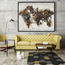 Framed 48 x 60 - Abstract world map with typography