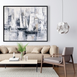 Framed 48 x 60 - Industrial style sailboats