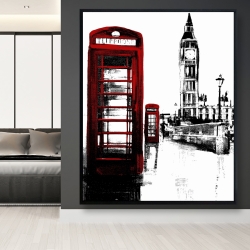 Framed 48 x 60 - Telephone box and big ben of london