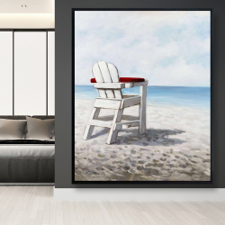 Framed 48 x 60 - White beach chair