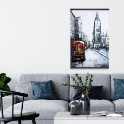 Magnétique 20 x 30 - Londre abstraite et bus rouge