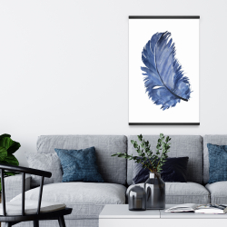 Magnétique 20 x 30 - Plume bleue à l'aquarelle