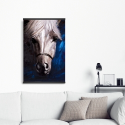 Magnétique 20 x 30 - Cheval blanc sur fond bleu