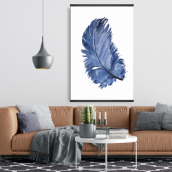 Magnétique 28 x 42 - Plume bleue à l'aquarelle